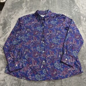 FoxCroft By Appleseed's Wrinkle Free Womens Size 8P Long Sleeve Paisley Top